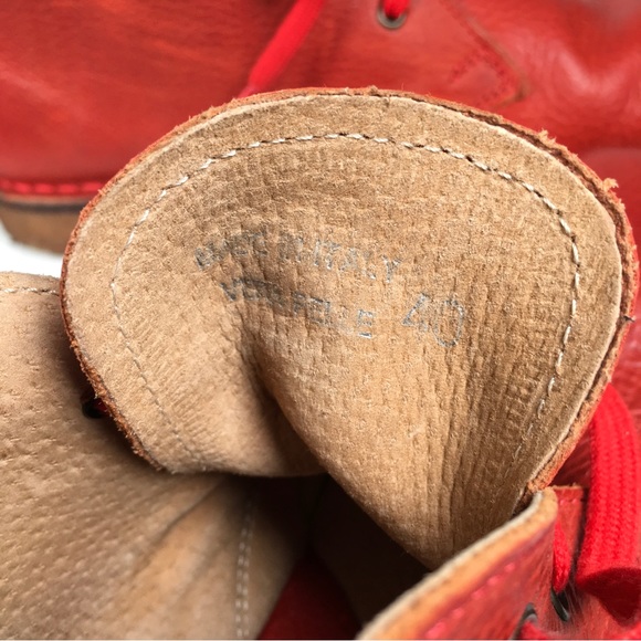 Kalimala Italian Hand Made Red Leather Ankle Boots Size 40 - Picture 8 of 10